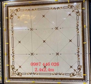 Gạch thảm trang trí hoa văn khắc vàng khổ lơn