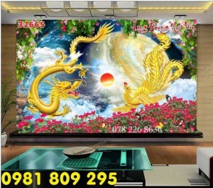 Long phụng sum vầy - tranh gạch men 3d rồng