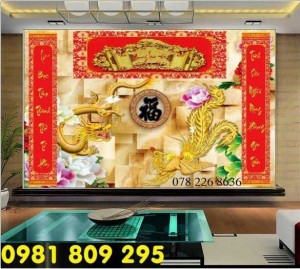 Long phụng sum vầy - tranh gạch men 3d rồng