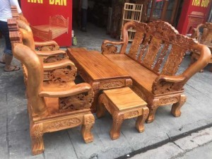 Bộ bàn ghế phòng khách tay 10 chạm rồng 6 món