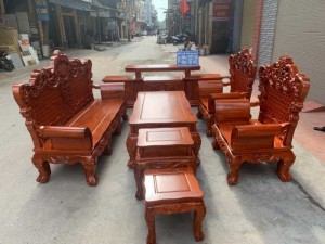 Bộ bàn ghế phòng khách kiểu hoàng gia gỗ hương đá