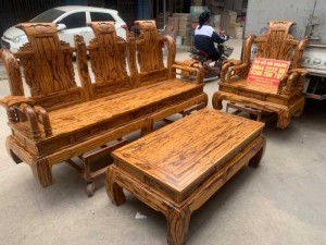 Bộ bàn ghế giả cổ tần thủy hoàng gỗ mun da báo