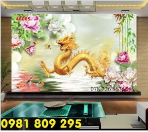 Gạch tranh 3d rồng vàng - tranh long phụng