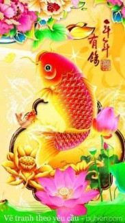 Tranh cá chép phong thủy - gạch tranh 3d