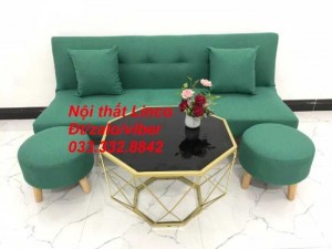 Bộ Sofa bed, sofa giường sfg10 xanh ngọc vải bố Nội thất Linco HCM giá rẻ, sofa mini diện tích nhỏ bật nằm