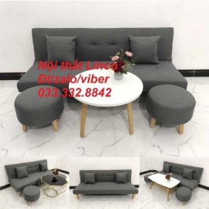 Bộ bàn ghế Sofa bed, sofa giường xám lông chuột, xám đậm sfg01 giá rẻ Nội thất Linco HCM Hồ Chí Minh Tphcm Sài Gòn