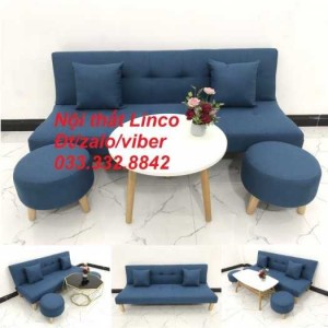 Bộ ghế sofa giường đa năng thông minh bật nằm nhỏ gọn sfg11 màu xanh dương da trời Nội thất Linco HCM Tphcm