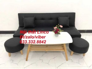 Bộ ghế sofa giường, sofa bed đa năng nhỏ gọn sfg05 simili giả da màu đen Nội thất Linco HCM Tphcm Gò Vấp Bình Thạnh Thủ Đức