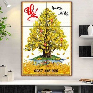 Gạch tranh hoa mai 3D ốp tường HP233