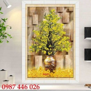 Gạch tranh hoa mai 3D ốp tường HP233