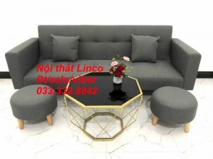Combo bộ ghế sofa giường, sofa băng bật giường nằm phòng khách sfgtv04 xám lông chuột Nội thất Linco HCM Tphcm SG Sài gòn gò vấp