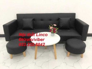Set ghế sofa giường 2 tay vịn, sofa băng đa năng 2m simili giả da đen Nội thất Linco HCM quận Phú Nhuận, Tân Bình, 6