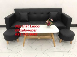 Set ghế sofa giường 2 tay vịn, sofa băng đa năng 2m simili giả da đen Nội thất Linco HCM quận Phú Nhuận, Tân Bình, 6