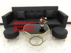 Set ghế sofa giường 2 tay vịn, sofa băng đa năng 2m simili giả da đen Nội thất Linco HCM quận Phú Nhuận, Tân Bình, 6
