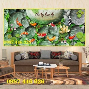 Trạnh cá chép vàng, gạch tranh 3d trang trí HP922
