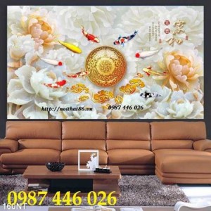 Trạnh cá chép vàng, gạch tranh 3d trang trí HP922