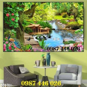 Tranh gạch men sơn thủy hữu tình, tranh 3d, tranh ốp tường HP722