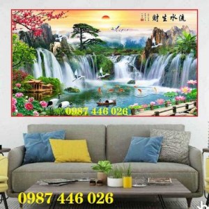 Tranh gạch men sơn thủy hữu tình, tranh 3d, tranh ốp tường HP722