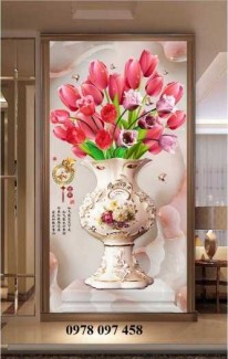 Tranh bình hoa ốp tường cao cấp