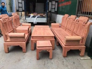 Bộ bàn ghế phòng khách âu á hộp kiểu như ý voi gỗ hương đá