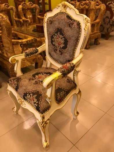 Ghế làm việc Victoria sơn trắng, dát vàng