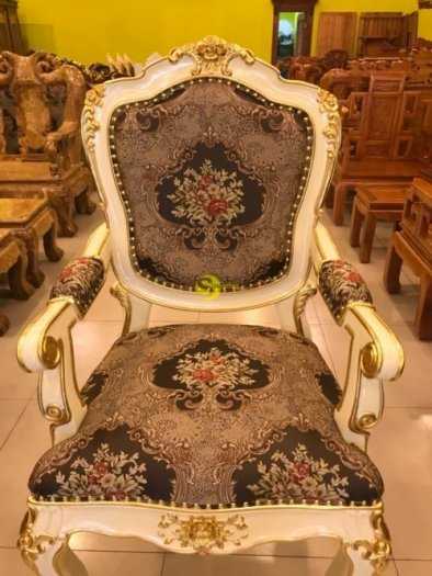 Ghế làm việc Victoria sơn trắng, dát vàng