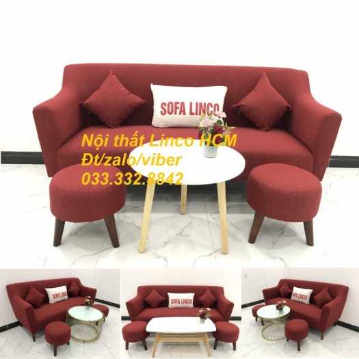 Bộ bàn ghế Sofa băng văng dài SFBg02 đỏ giá rẻ phòng khách Nội thất Linco Tphcm Sài Gòn quận gò vấp, tân bình, tân phú
