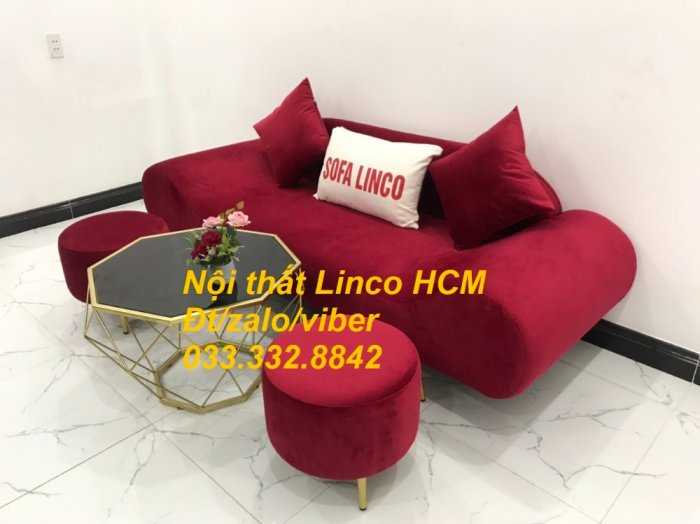 Bộ bàn ghế Sofa thuyền băng dài SFBg07 đỏ vải nhung Nội thất Linco Tphcm Sài Gòn HCM SG quận gò vấp, bình thạnh, thủ đức