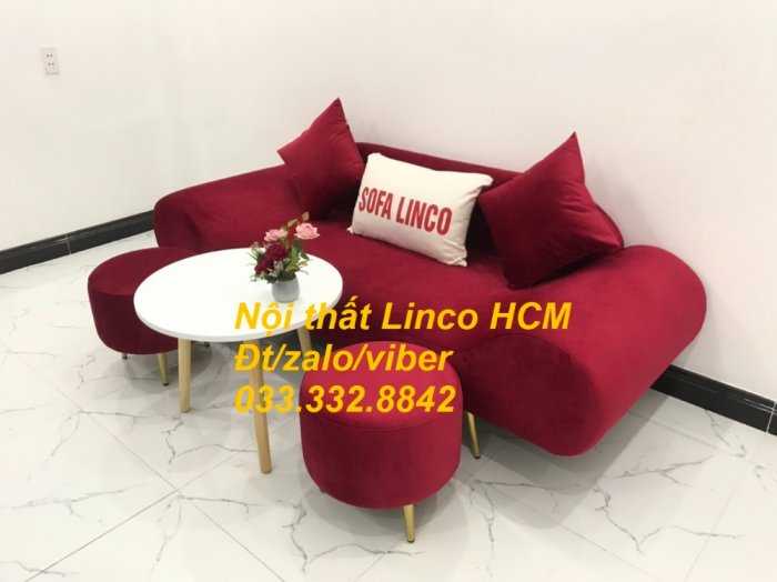 Bộ bàn ghế Sofa thuyền băng dài SFBg07 đỏ vải nhung Nội thất Linco Tphcm Sài Gòn HCM SG quận gò vấp, bình thạnh, thủ đức