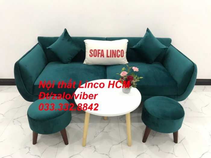 Bộ bàn ghế Sofa băng SFBg12 xanh nhung giá rẻ