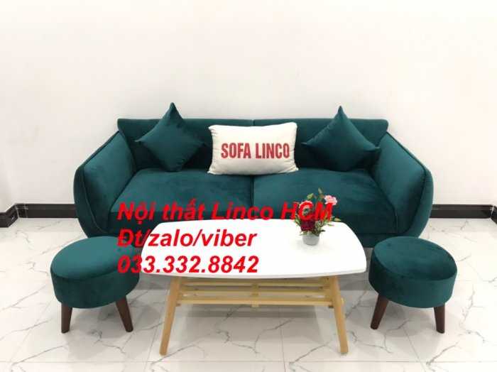 Bộ bàn ghế Sofa băng SFBg12 xanh nhung giá rẻ