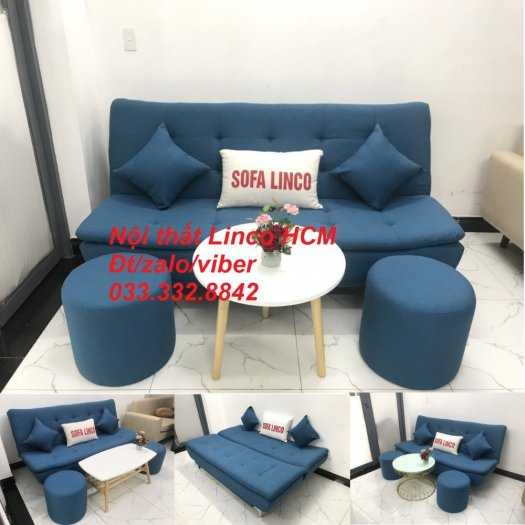 Bộ bàn ghế Sofa bed sofa giường (băng) SFBg06 xanh dương da trời Nội thất Linco HCM Tphcm Sài Gòn Sg, quận 2 4 6 8 10 12