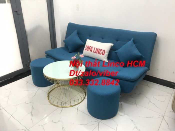 Bộ bàn ghế Sofa bed sofa giường (băng) SFBg06 xanh dương da trời Nội thất Linco HCM Tphcm Sài Gòn Sg, quận 2 4 6 8 10 12