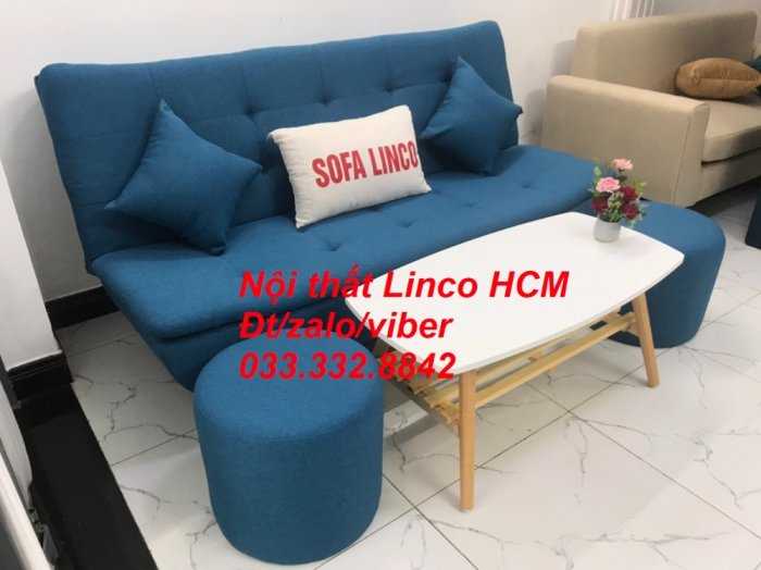 Bộ bàn ghế Sofa bed sofa giường (băng) SFBg06 xanh dương da trời Nội thất Linco HCM Tphcm Sài Gòn Sg, quận 2 4 6 8 10 12