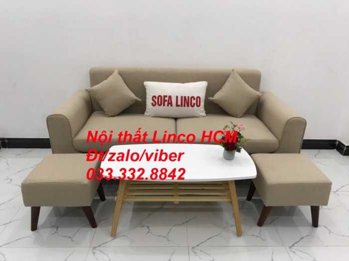 Bộ bàn ghế Sofa băng SFBg01 trắng kem giá rẻ Nội thất Linco Tphcm Sài Gòn quận 1 3 5 7 9 11 gò vấp