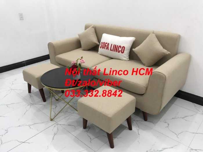 Bộ bàn ghế Sofa băng SFBg01 trắng kem giá rẻ Nội thất Linco Tphcm Sài Gòn quận 1 3 5 7 9 11 gò vấp