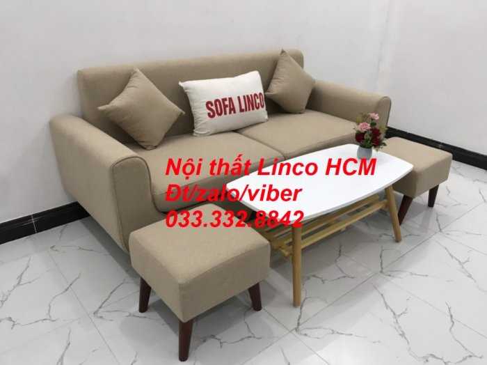 Bộ bàn ghế Sofa băng SFBg01 trắng kem giá rẻ Nội thất Linco Tphcm Sài Gòn quận 1 3 5 7 9 11 gò vấp