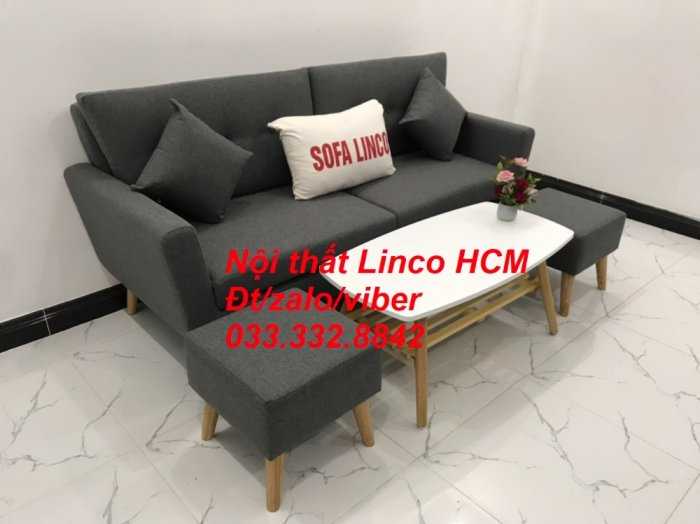 Bộ bàn ghế Sofa băng văng dài SFBg05 xám lông chuột giá rẻ Nội thất Linco Tphcm HCM Sài Gòn gò vấp, củ chi, hóc môn, bình chánh