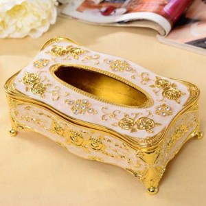 Hộp đựng giấy ăn mạ vàng sang trọng (màu vàng)