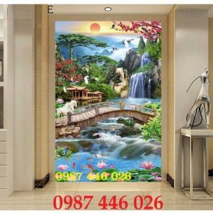 Tranh phong cảnh, gạch tranh thác nước, tranh tường HP8321