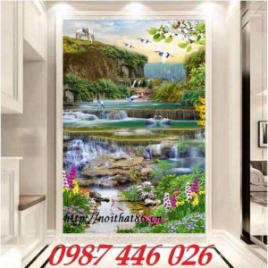 Tranh phong cảnh, gạch tranh thác nước, tranh tường HP8321