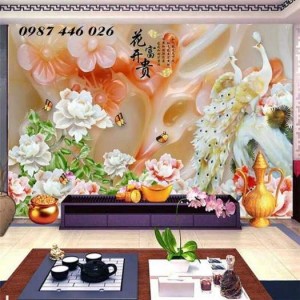 Tranh gạch chim công, tranh ốp tường, gạch trang trí HP489