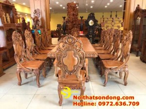Bộ Bàn Ăn Cổ Điển Bàn Nguyên Tấm Siêu VIP | Đẳng Cấp Gian Bếp Việt.
