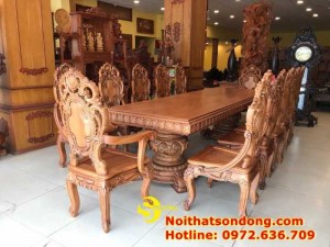 Bộ Bàn Ăn Cổ Điển Bàn Nguyên Tấm Siêu VIP | Đẳng Cấp Gian Bếp Việt.