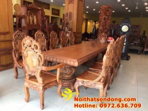 Bộ Bàn Ăn Cổ Điển Bàn Nguyên Tấm Siêu VIP | Đẳng Cấp Gian Bếp Việt.