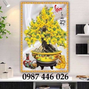 Tranh hoa mai, gạch ốp tường trang trí 3d Hp831