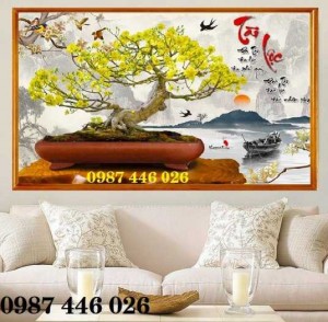 Tranh hoa mai, gạch ốp tường trang trí 3d Hp831