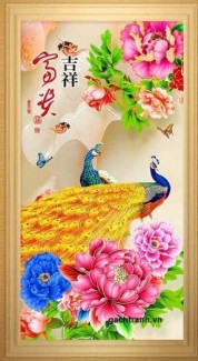 Tranh gạch men 3d chim công - VNN87
