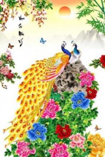 Tranh chim công - tranh gạch chim công - CBB76