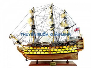 Mô Hình Tàu Chiến Cổ Hàng Xuất Khẩu (Sơn Màu) | Gỗ Căm Xe | Dài 90-100cm